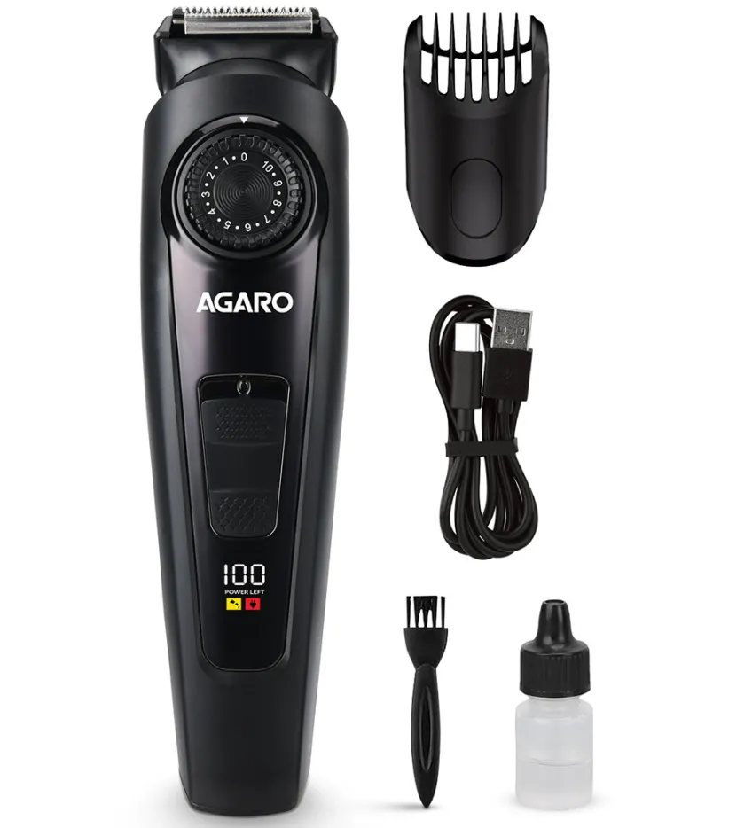 AGARO Beard Trimmer for Men | Rechargeable Hair Trimmer with Adjustable Length Settings | Cordless Grooming Kit