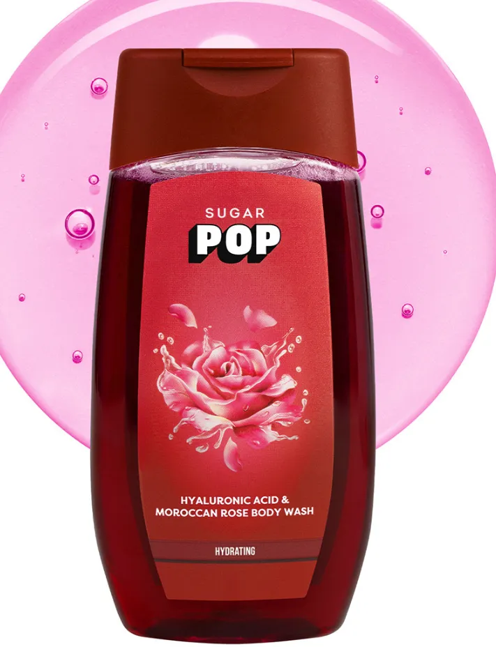 SUGAR POP Hyaluronic Acid & Moroccan Rose Body Wash | Deep Hydration Shower Gel | Soft, Smooth & Fragrant Skin 650 ml